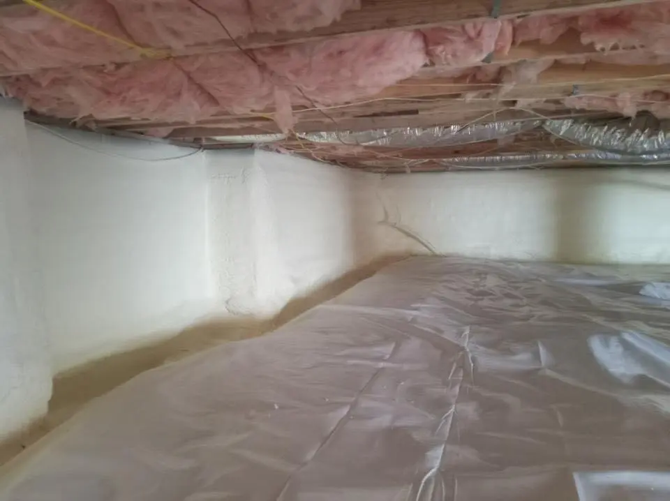 Crawl space encapsulation with closed-cell spray foam for Roof Waterproofing in O'Fallon